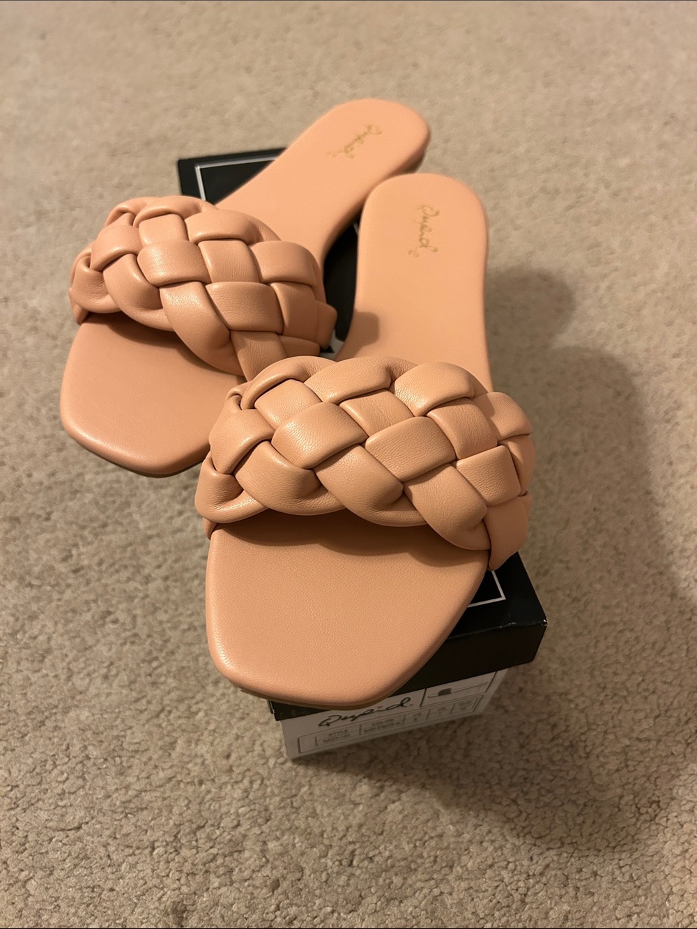 Qupid Peach Braided Slide Sandals